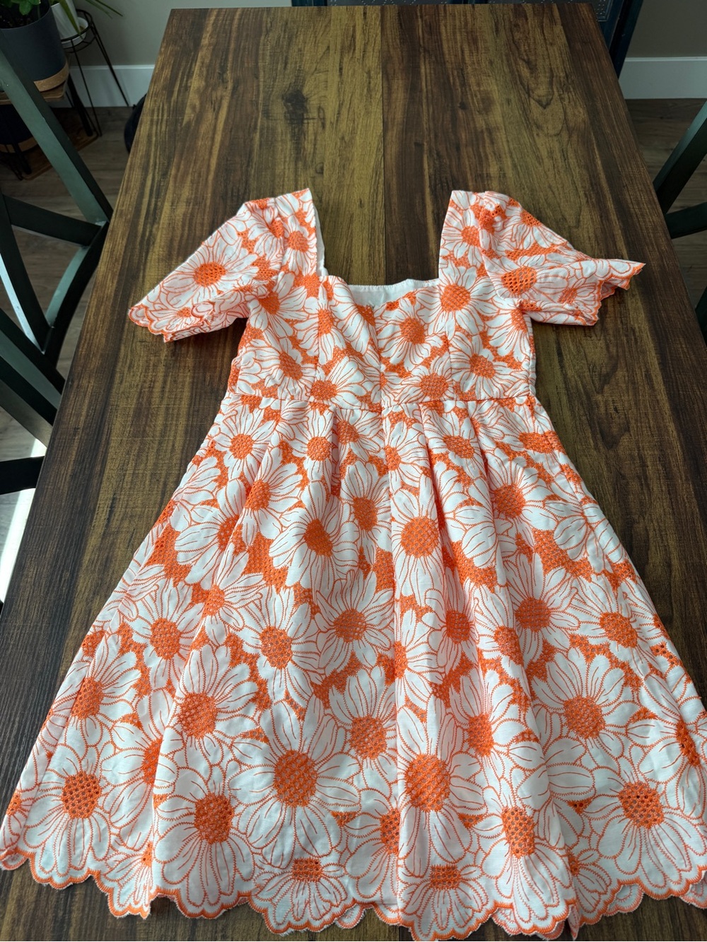 Orange Daisy Embroidered Midi Dress — Women